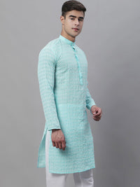 SOJANYA Embroidery Mandarin Collar Thread Work Pure Cotton Kurta