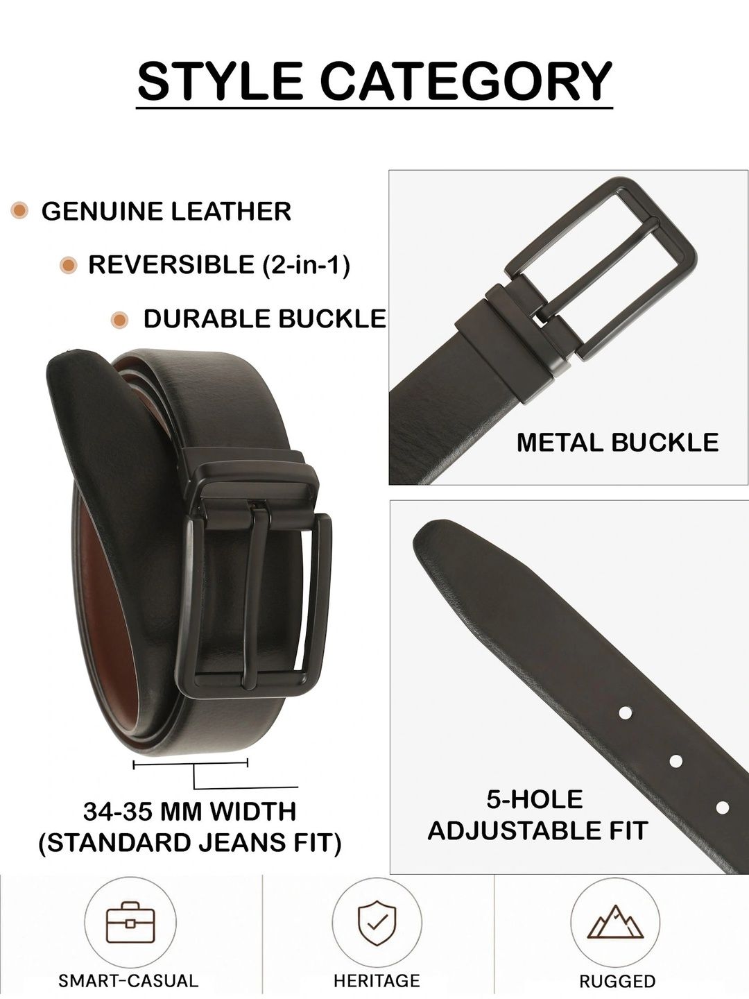 Teakwood Leathers Men Leather Reversible Formal Belt