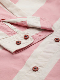 Mr Bowerbird Pure Cotton Collarless Striped Liberal Fit Casual Shirt