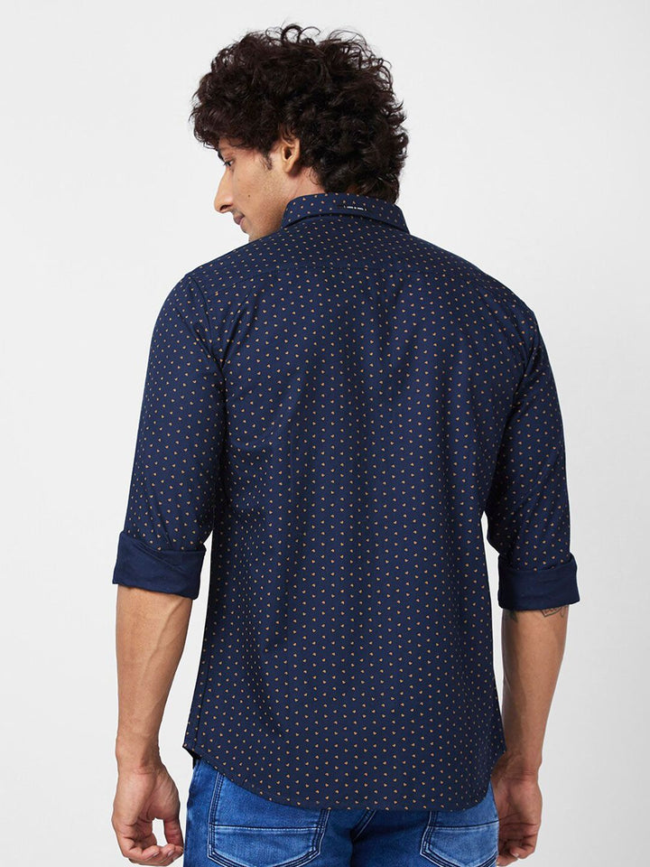 SPYKAR Slim Fit Micro Ditsy Printed Cotton Casual Shirt