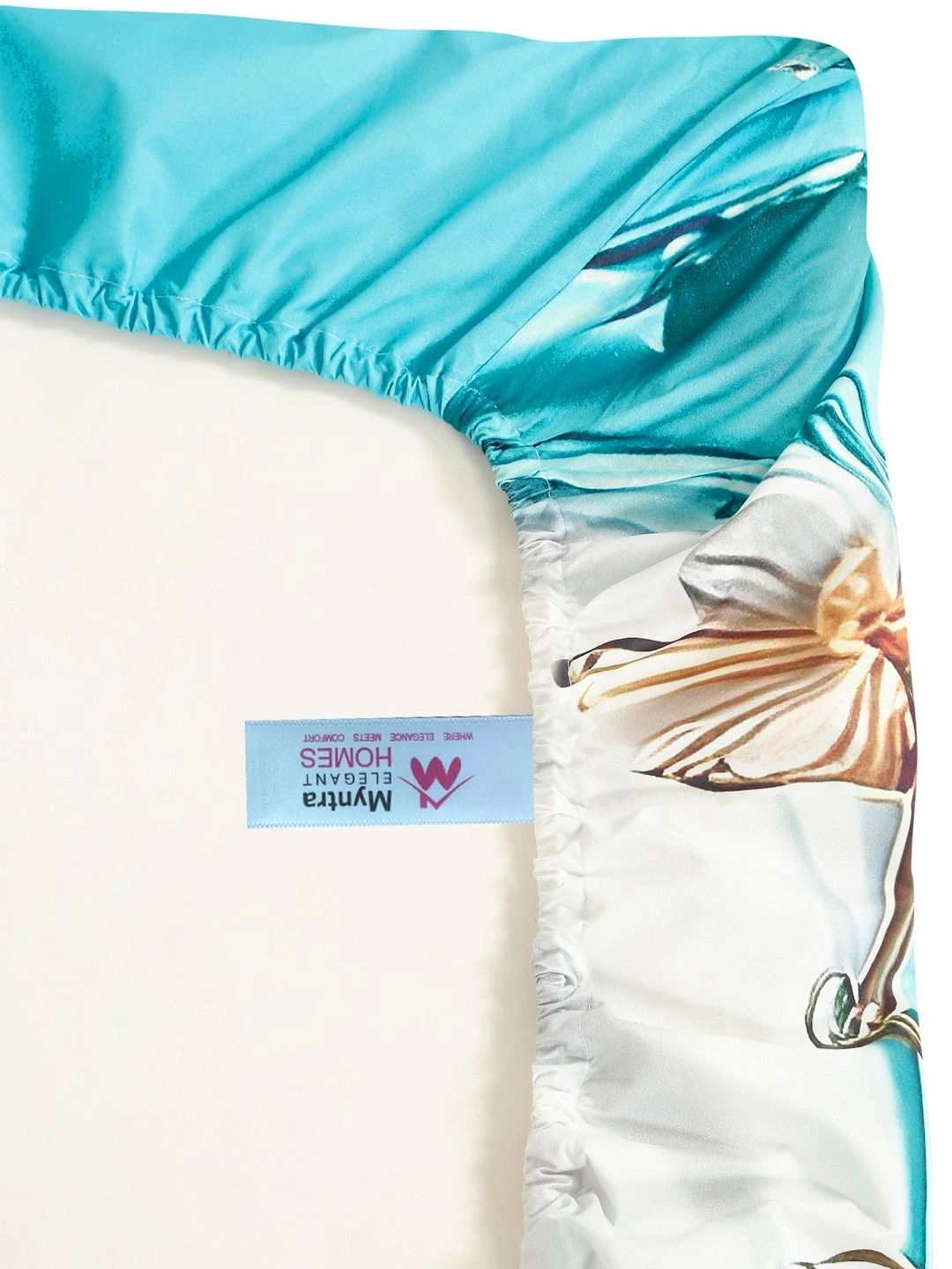 Myntra Elegant Homes Blue & Grey Floral 400 TC King Bedsheet with 2 Pillow Covers