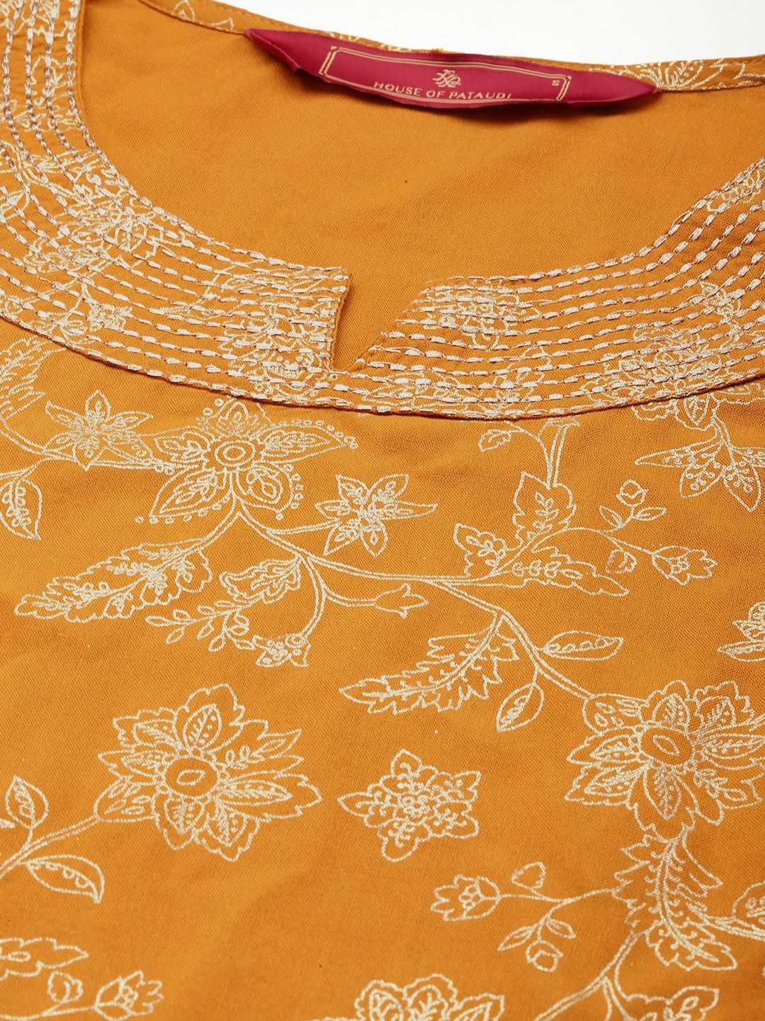 House of Pataudi Floral Printed Thread Work Detail Jashn Kurta