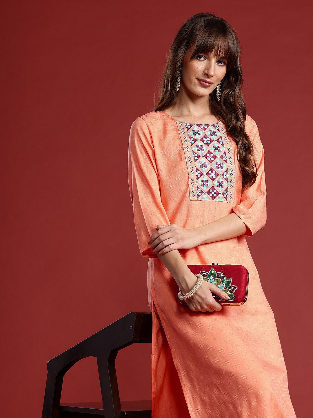 Anouk Geometric Embroidered Kurta