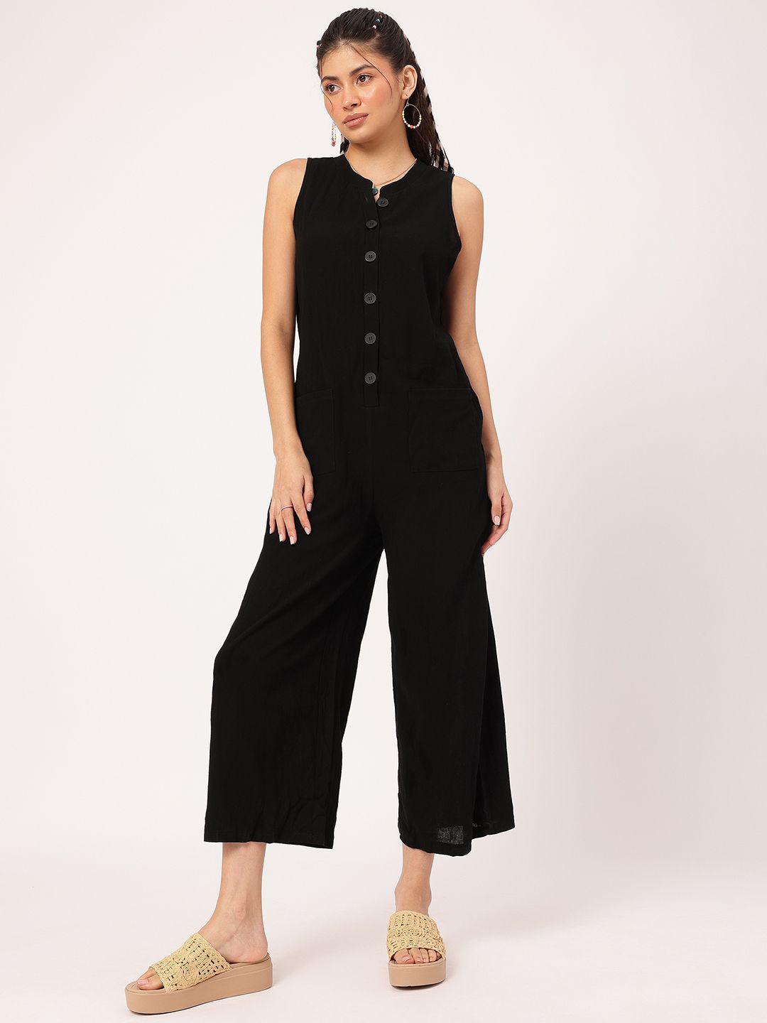 DressBerry Bold Babe Sunset Style Cozy Cotton Sleeveless Jumpsuit