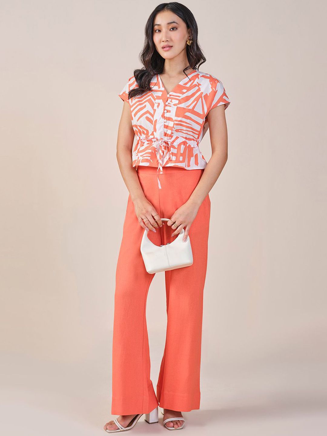 AND Printed V Neck Top & Flared Trouser Co-Ords