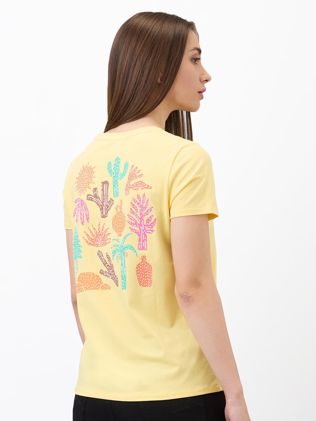 SPYKAR Women Regular Fit Graphic Printed Round Neck Cotton T-shirt