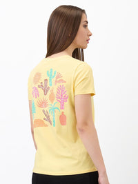 SPYKAR Women Regular Fit Graphic Printed Round Neck Cotton T-shirt