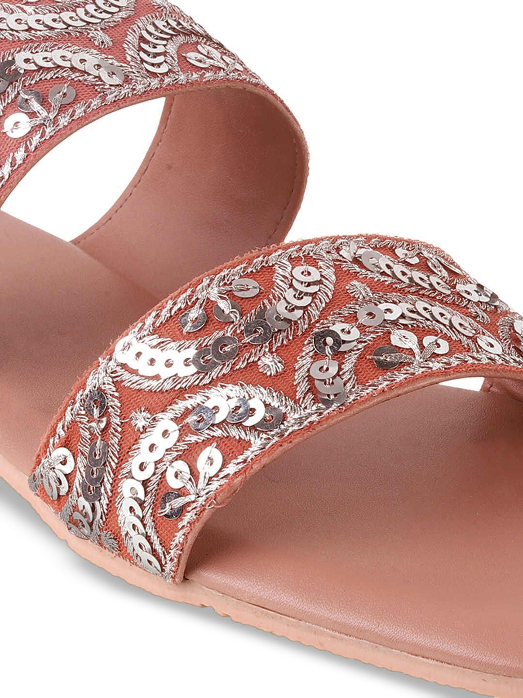 Mochi Women Embellished Open Toe Flats