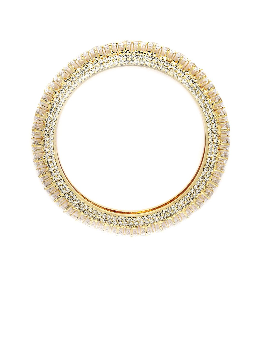 KARATCART Set Of 2 Gold Plated & AD Studded Bangles