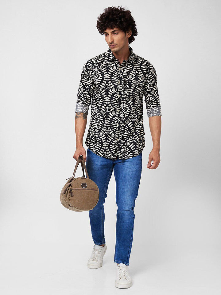 SPYKAR Men Slim Fit Printed Cotton Casual Shirt
