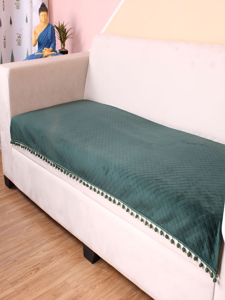 STITCHNEST Green & Beige Self Design 1 Seater Sofa Cover