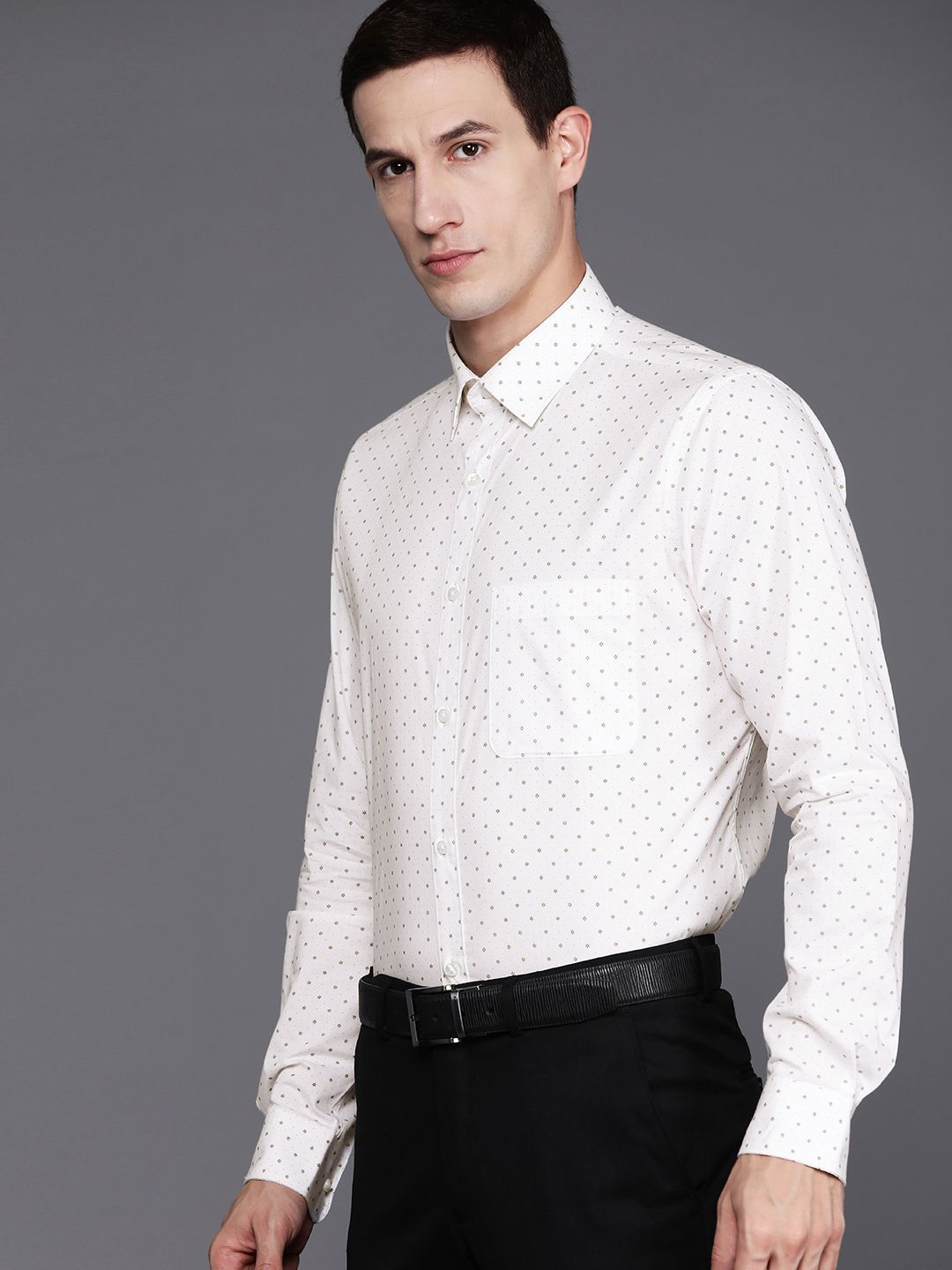 Raymond Men Printed Organic Cotton Slim Fit Opaque Formal Shirt