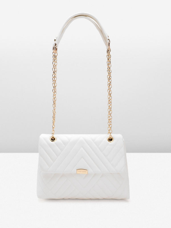 Lino Perros Structured Shoulder Bag with Quilted Detail