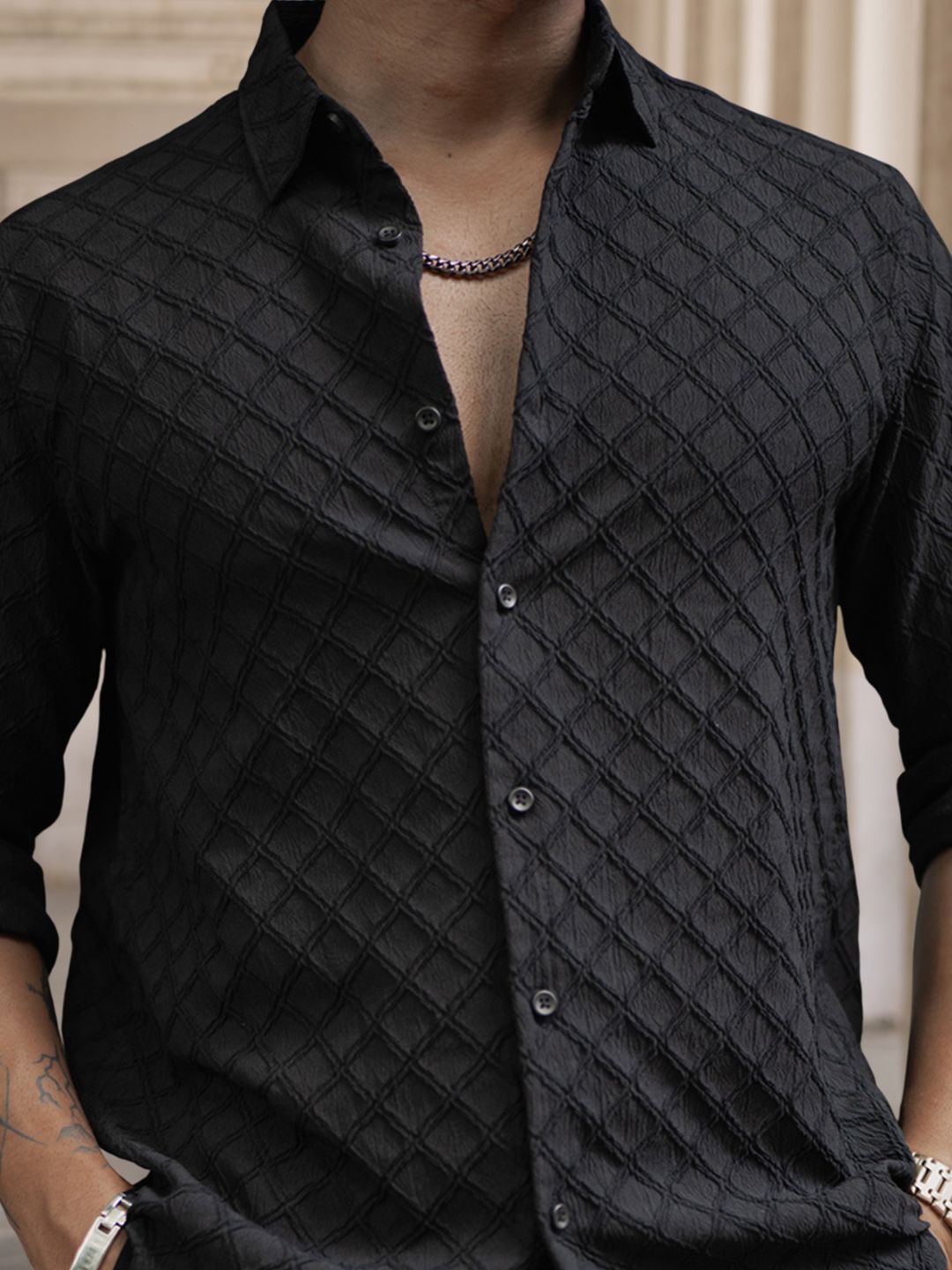Powerlook Men Spread Collar Tartan Checked Casual Shirt