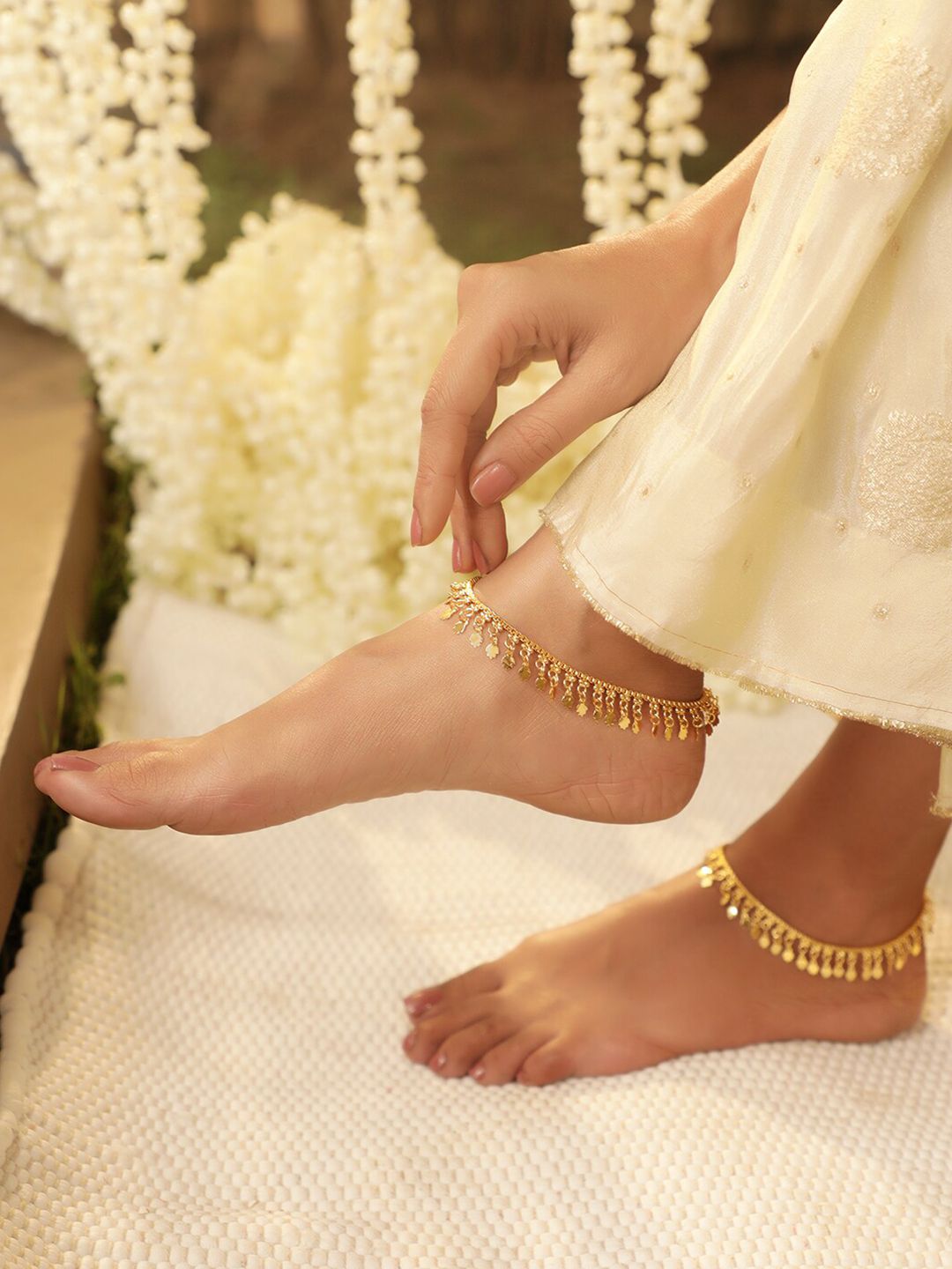 Rubans set 2 anklet bersalut emas