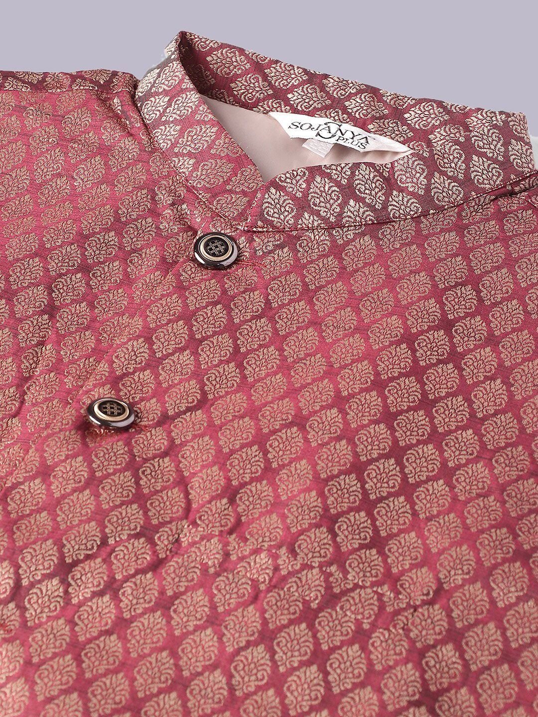 SOJANYA PLUS Ethnic Motifs Woven Design Regular Kurta With Pyjamas & Nehru Jacket