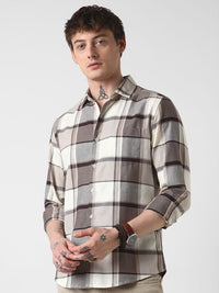 VASTRADO Men Classic Slim Fit Opaque Checked Casual Shirt