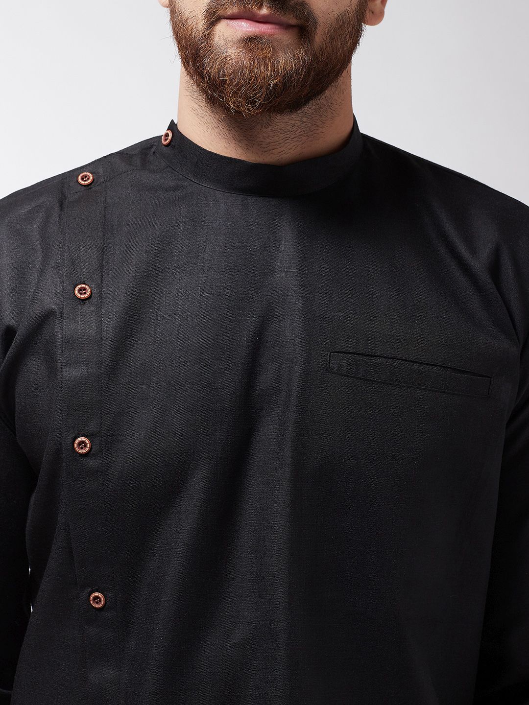 SOJANYA Lelaki Hitam Solid Kurta Asymmetric