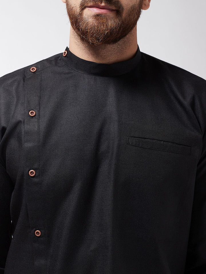 SOJANYA Men Black Solid Asymmetric Kurta
