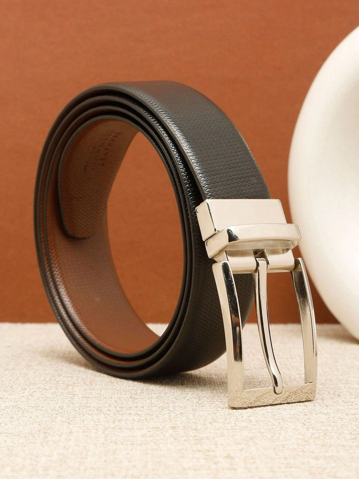 Teakwood Leathers Men Textured Leather Reversible Formal Belt