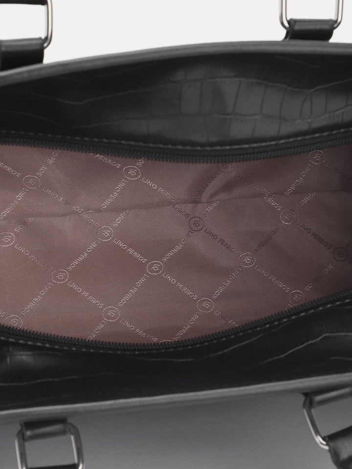 Lino Perros Croc Textured Structured Handheld Bag