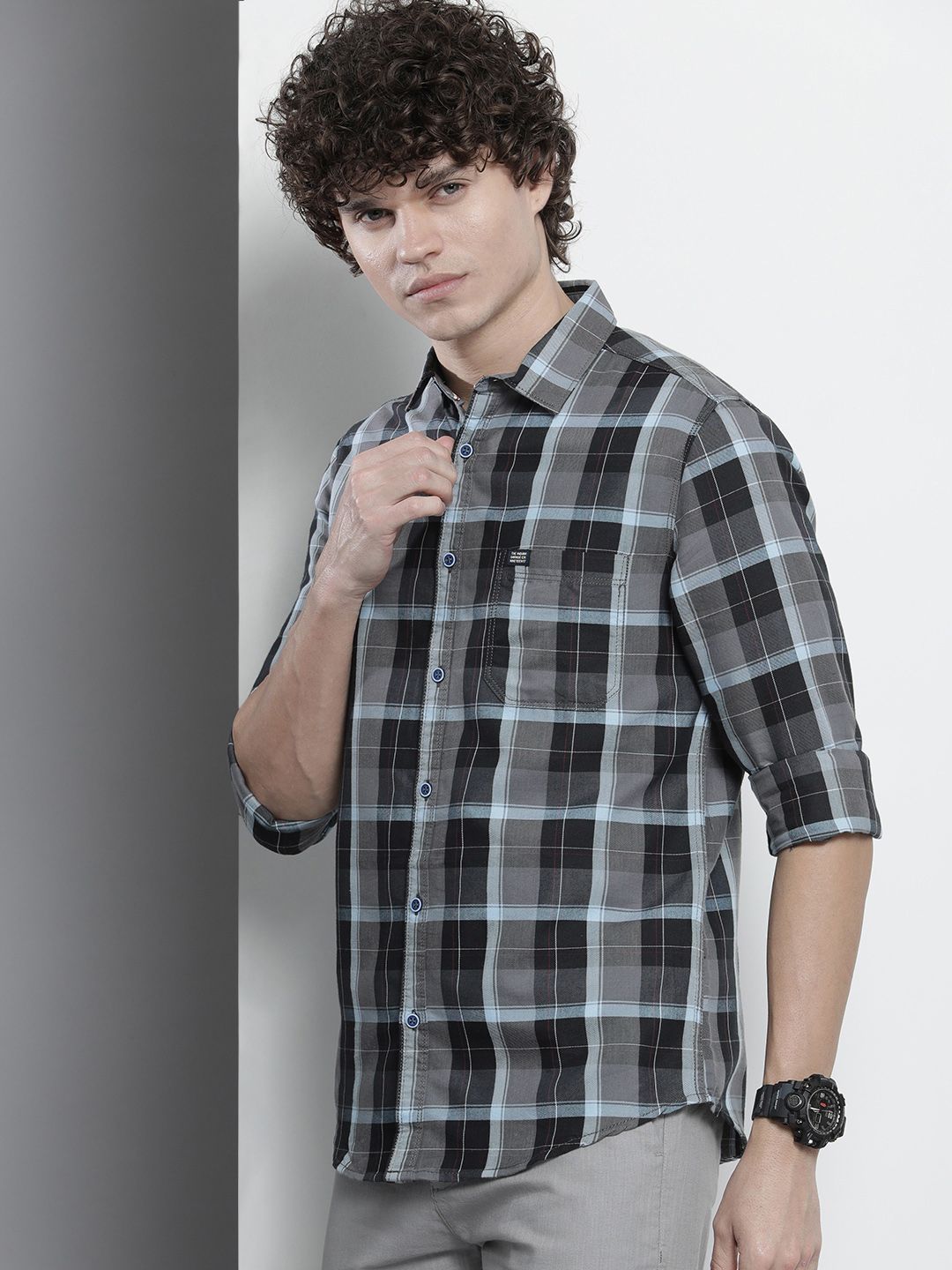 The Indian Garage Co Men Tartan Checked Casual Shirt