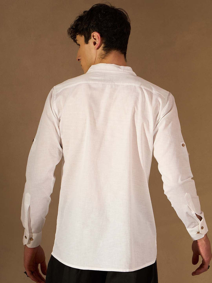 Dennison Men White Comfort Fit kurta