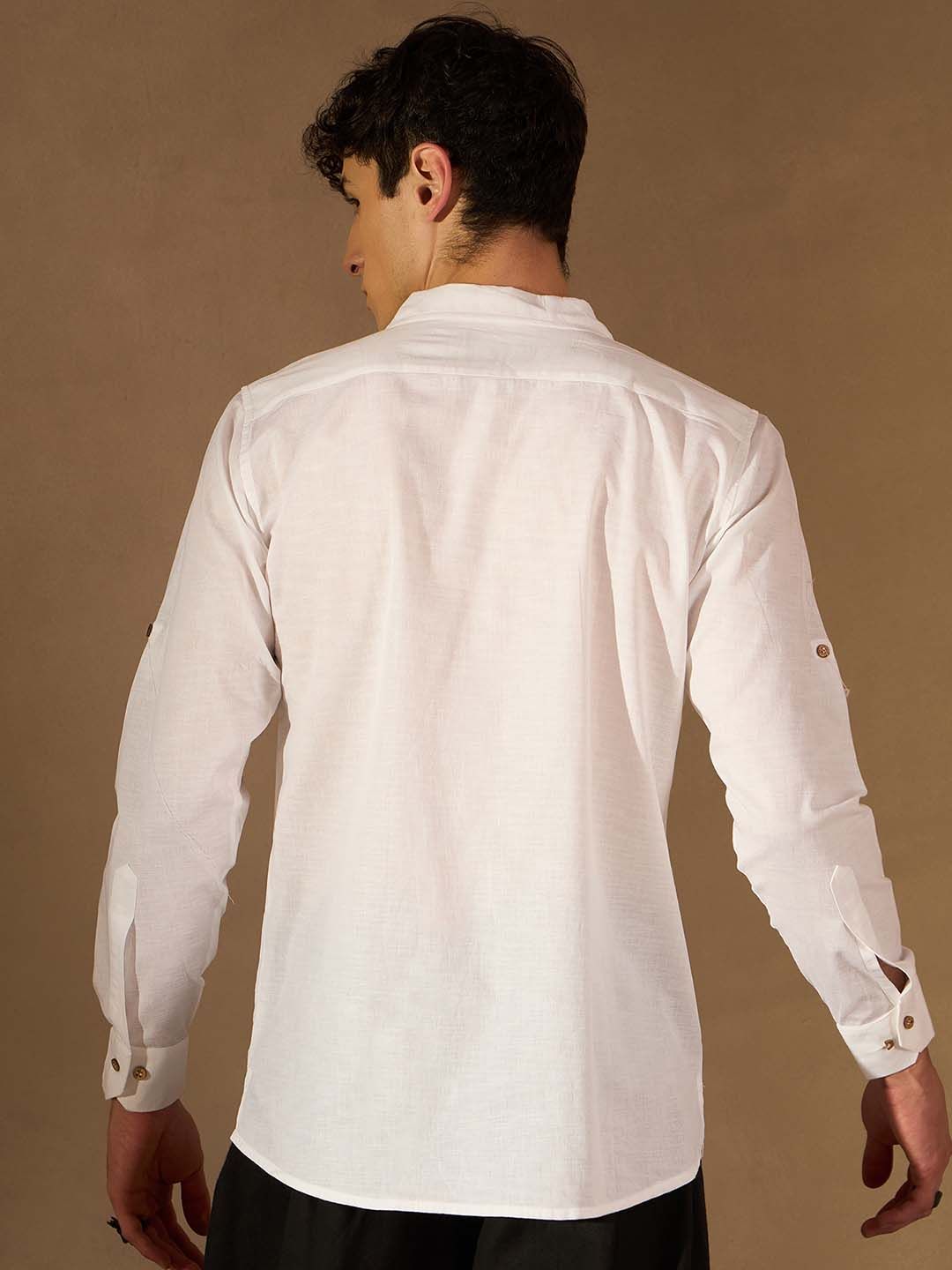 Dennison Men White Comfort Fit kurta