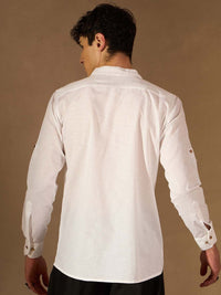 Dennison Men White Comfort Fit kurta