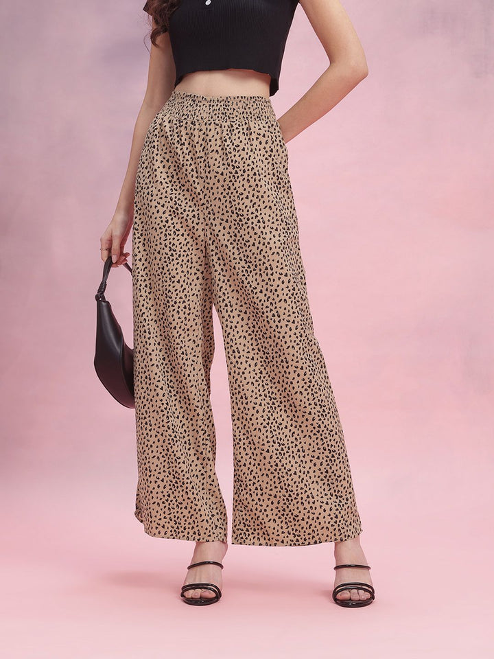 DressBerry Women Animal Printed Wide Leg Trousers