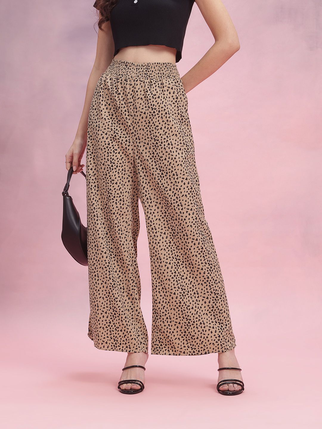 DressBerry Women Animal Printed Wide Leg Trousers