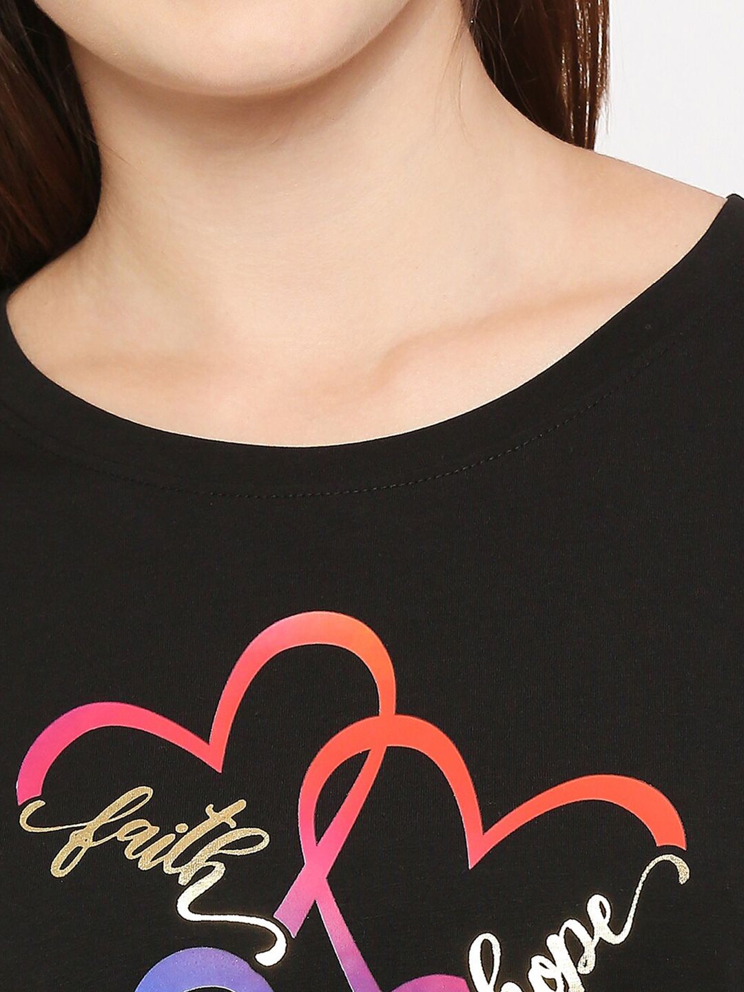 SPYKAR Women Black Printed T-shirt