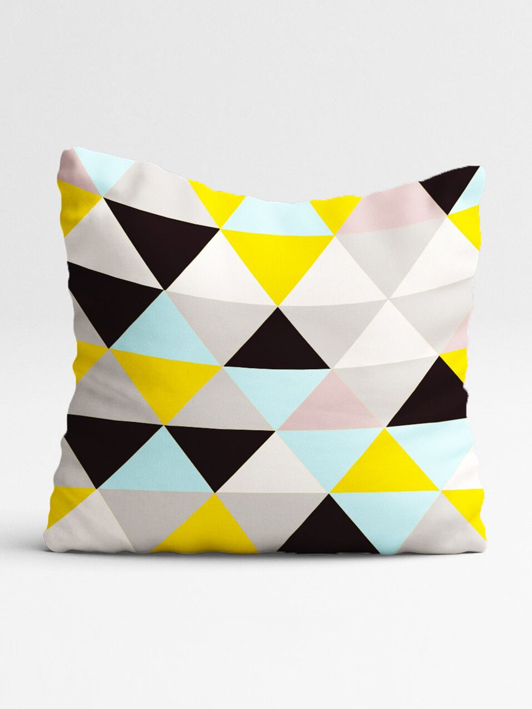 STITCHNEST Pack Of 2 Yellow & Black Geometric Printed Square Cushion Covers