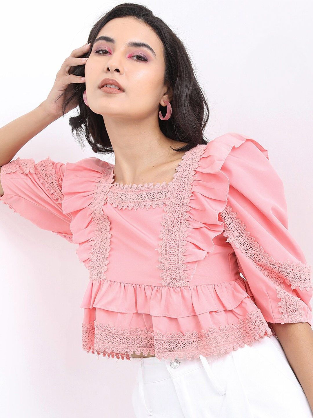 Tokyo Talkies Lace Blouson Top