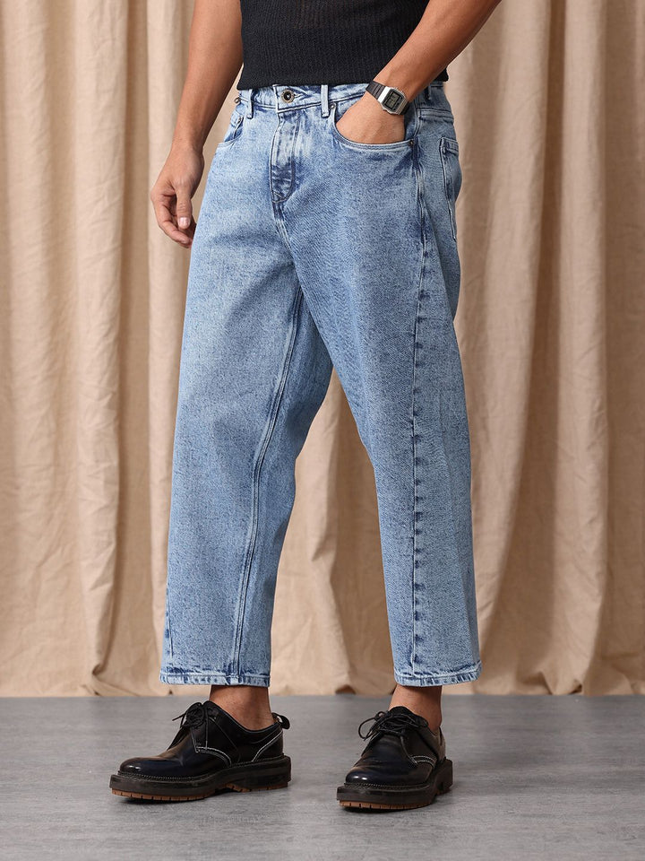 Mr Bowerbird Men Tapered Cropped Light Fade Stretchable Jeans