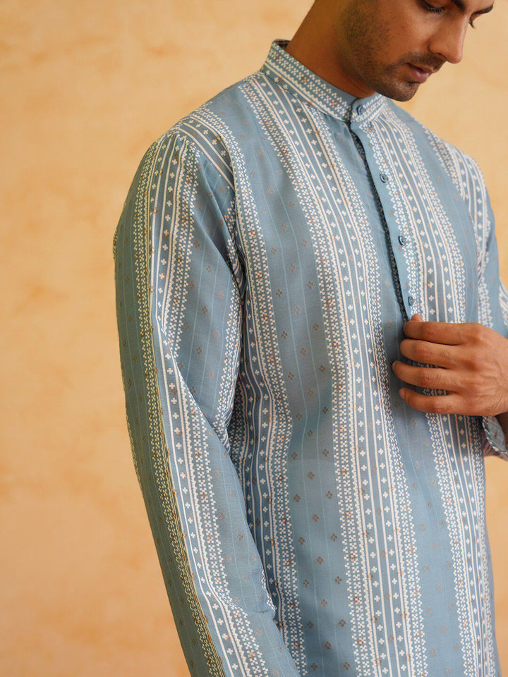 SOJANYA Striped Regular Cotton Silk Kurta with Churidar