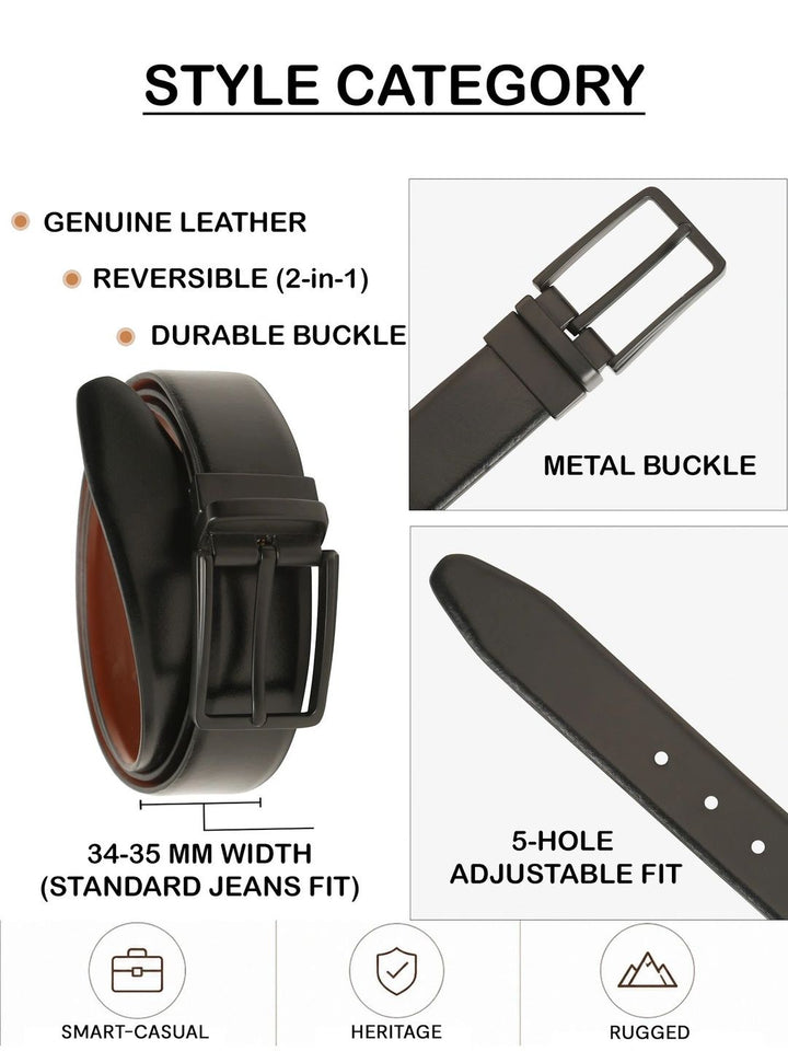Teakwood Leathers Men Textured Leather Reversible Belt