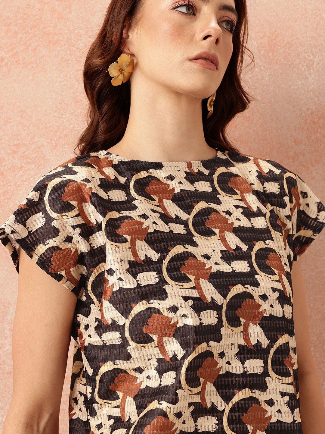 all about you Printed Shift Midi Dress with Slit