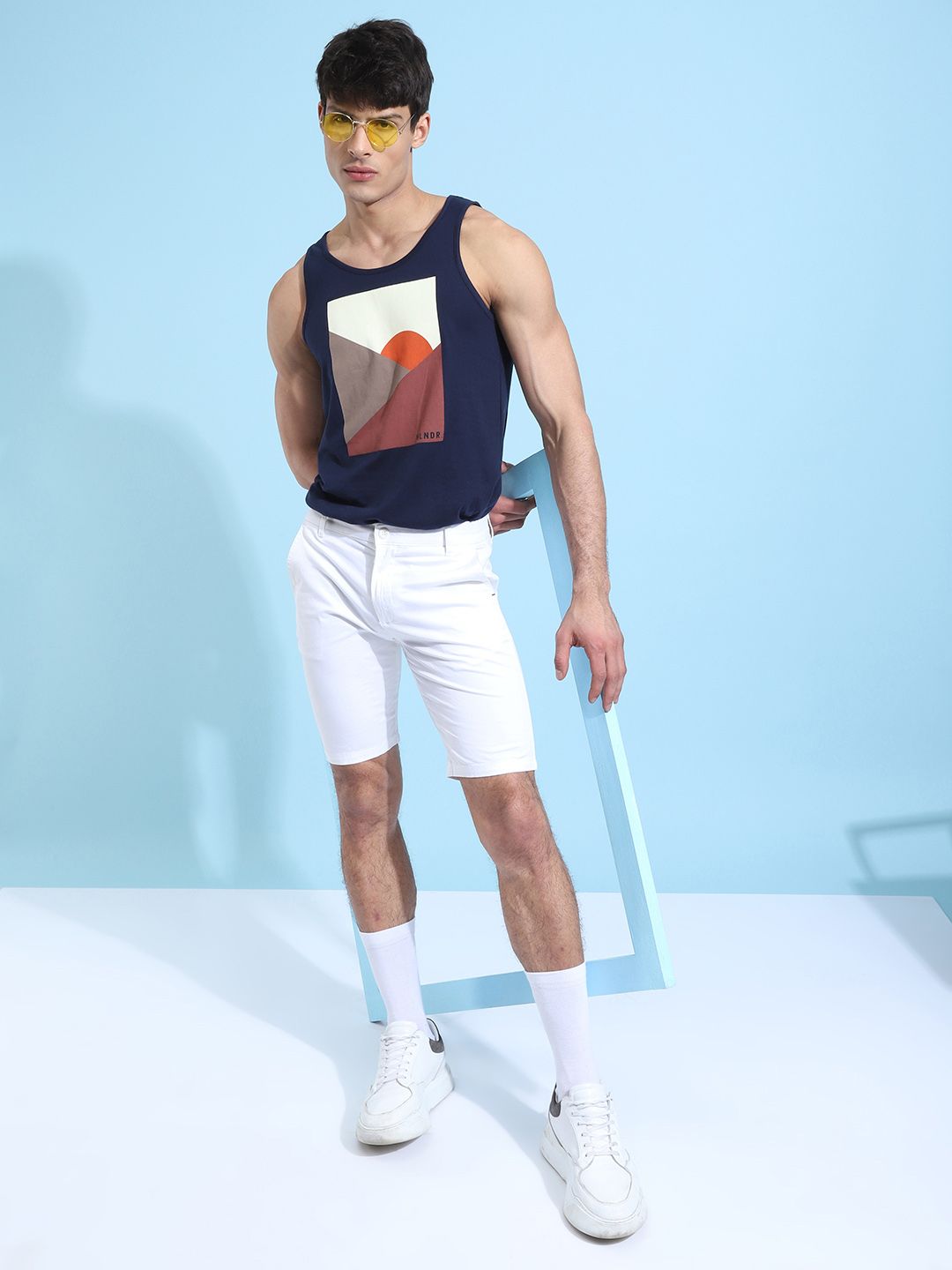 The Indian Garage Co Men Pure Cotton Solid Slim Fit Regular Shorts