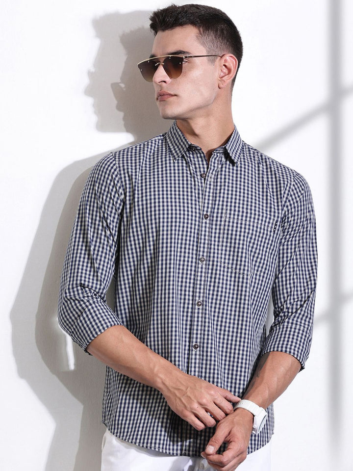 Thomas Scott Men Premium Gingham Checks Casual Shirt