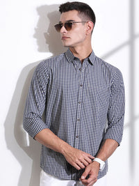Thomas Scott Men Premium Gingham Checks Casual Shirt