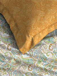 MYTRIDENT Paisley Urban Comfort Flat 144TC Queen Cotton 1 Bedsheet with 2 Pillow Covers