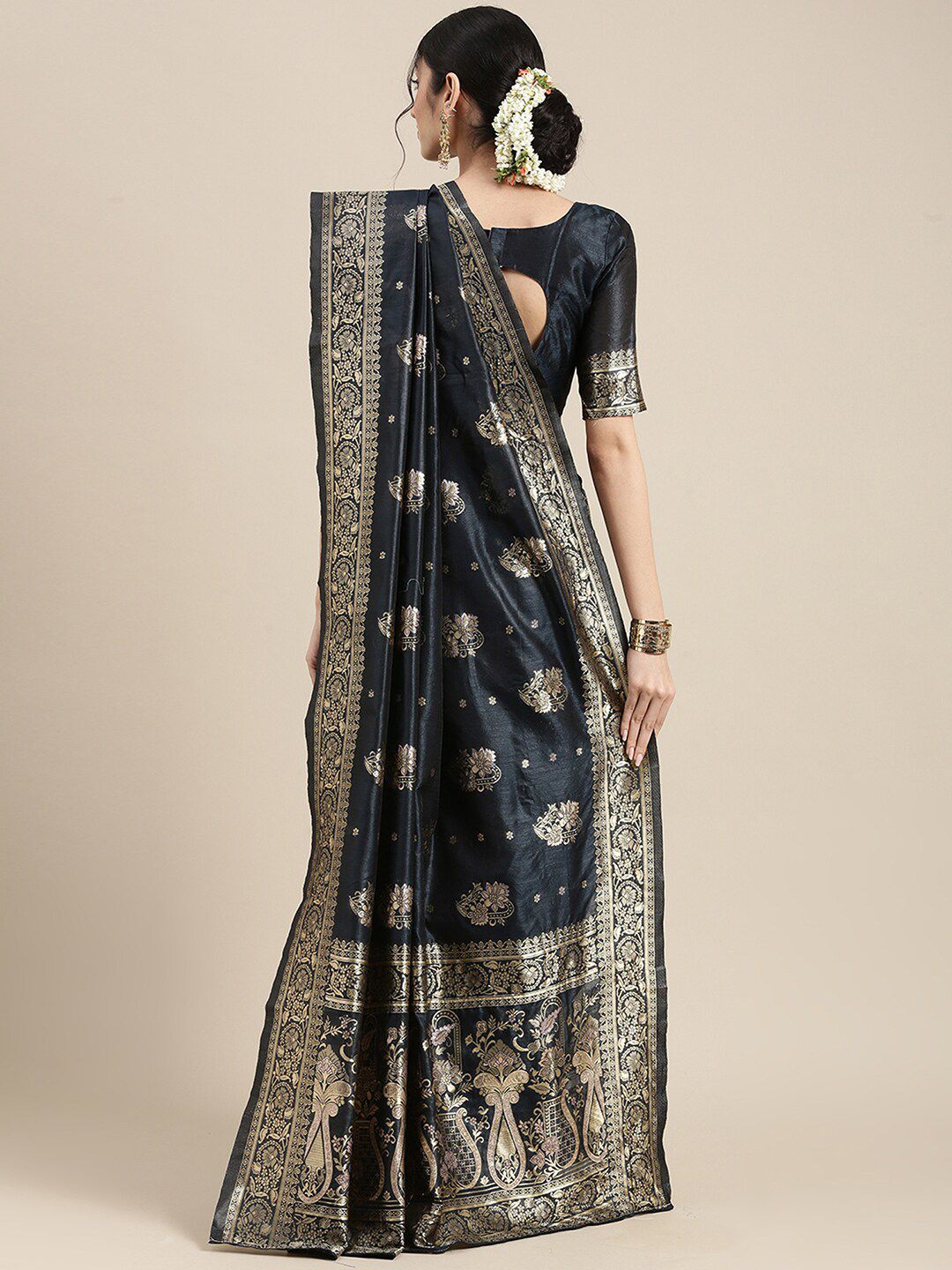 Saree mall Ethnic Motifs Woven Design Zari Baluchari Sarees