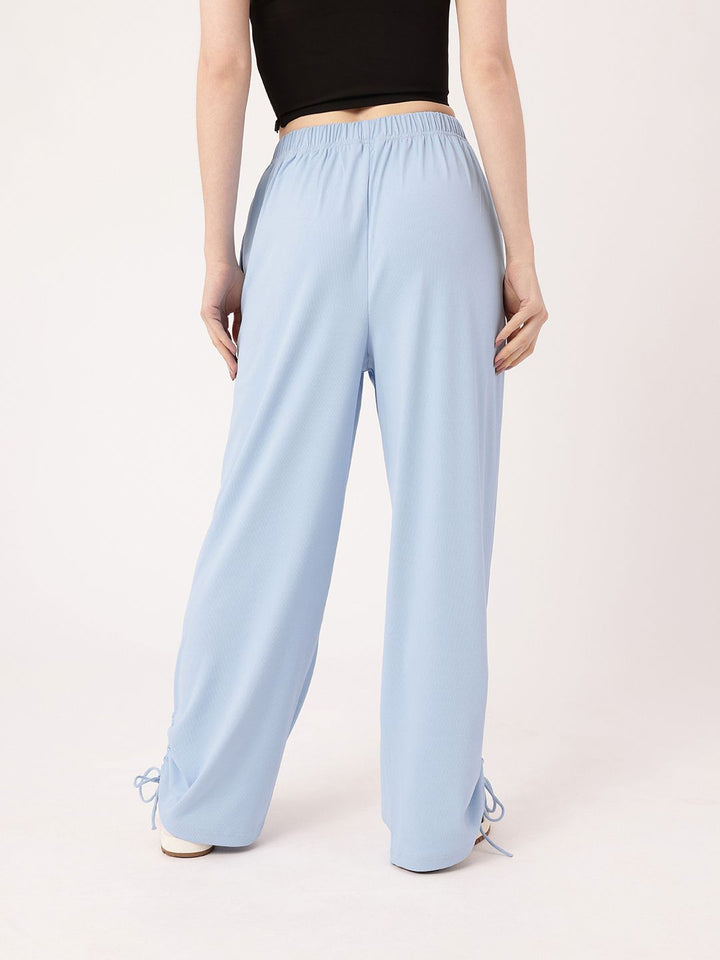 DressBerry Women Street Glam Ribbed Tie-up Detailed Relaxed Fit Trousers