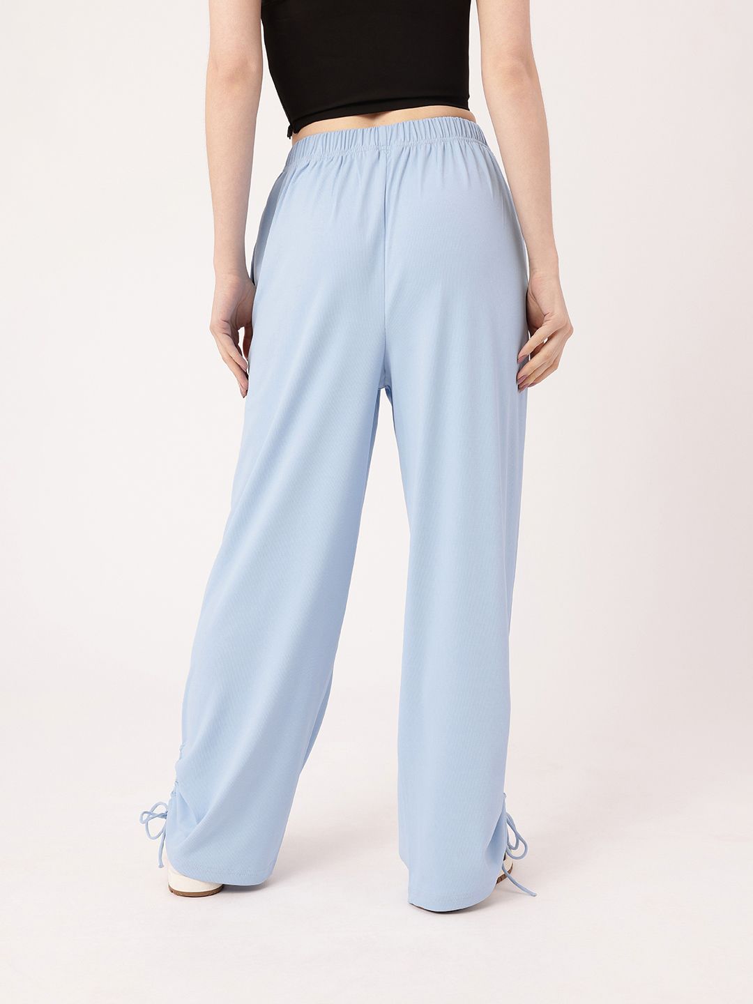 DressBerry Women Street Glam Ribbed Tie-up Detailed Relaxed Fit Trousers