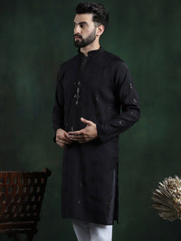 SOJANYA Ethnic Motifs Embroidered Mandarin Collar Sequinned Straight Kurta