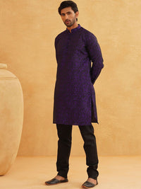 SOJANYA Geometric Woven Design Regular Straight Kurta With Churidar