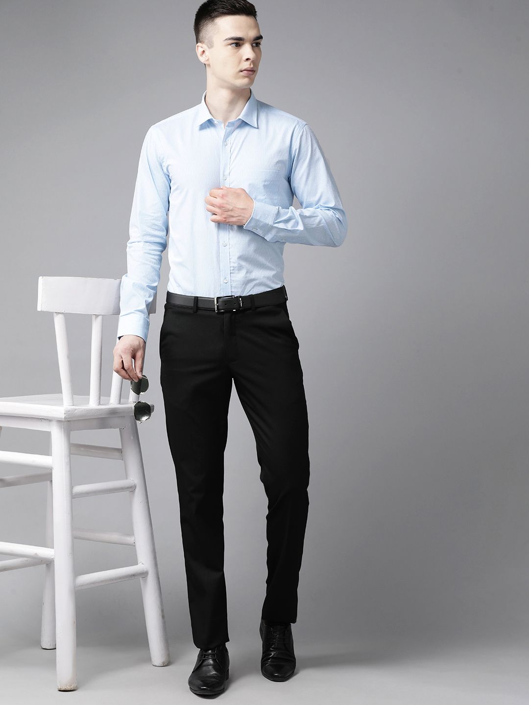 Park Avenue Pure Cotton Self-Design Slim Fit Formal Shirt