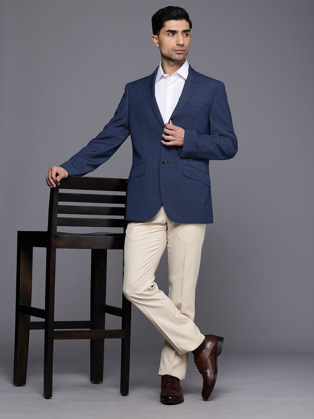 Raymond Micro Checked Contemporary Fit Formal Blazer