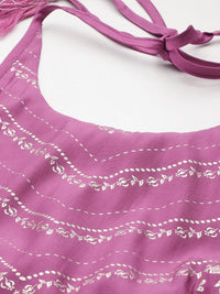 Anouk Printed Ready to Wear Halter Neck Smocked Lehenga & Blouse With Dupatta